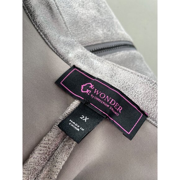 C Wonder by Christian Siriano Metallic Knit Ruffle Jacket Size 2X Antique Silver - Picture 3 of 9